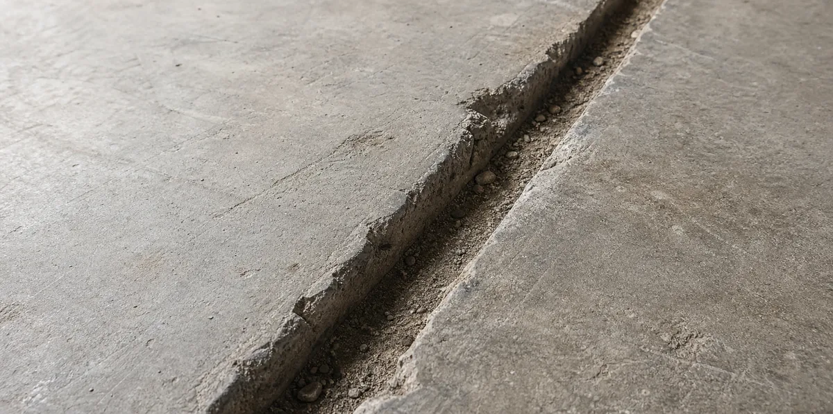 damaged industrial concrete floor joint before sealing