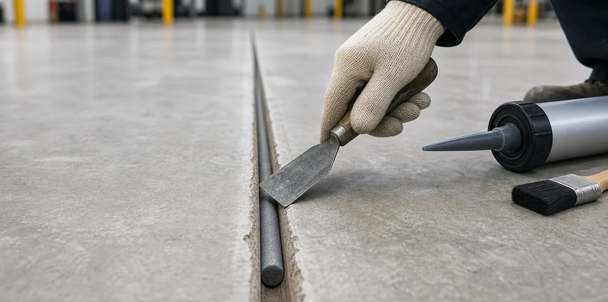 prepared concrete joint with backer rod before sealant