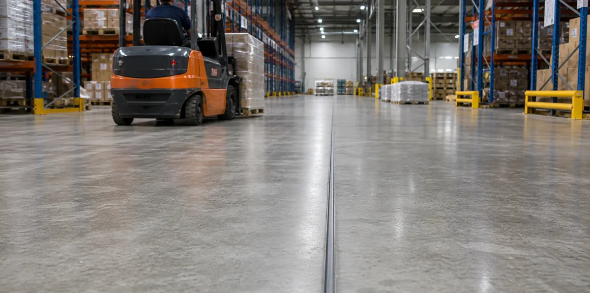 sealed warehouse concrete floor joint after repair